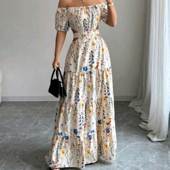 Women's Backless Off Shoulder Strappy Elegant Long Dress - Picture 1 of 5
